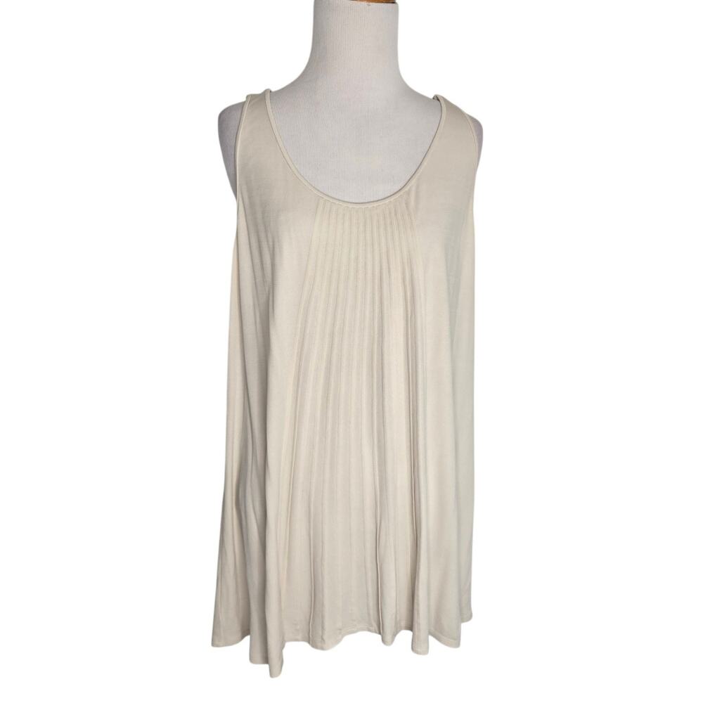 Eileen Fisher Womens Silk Tank Cream Pintuck Pleats Quiet Luxury Business Large